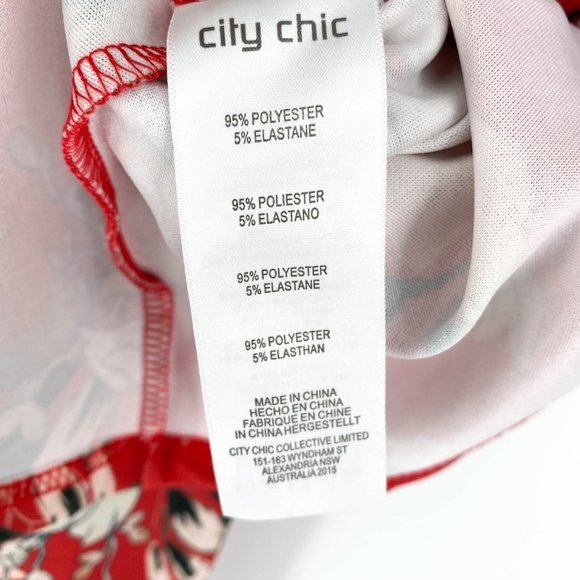 City Chic Twist Front Floral Printed Top Blouse - Picture 5 of 7